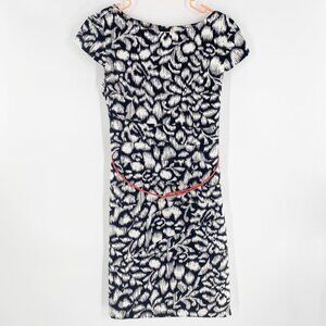 ALYX dress Black & White Pattern Belted Sheath Dress Zippered Back Size 10